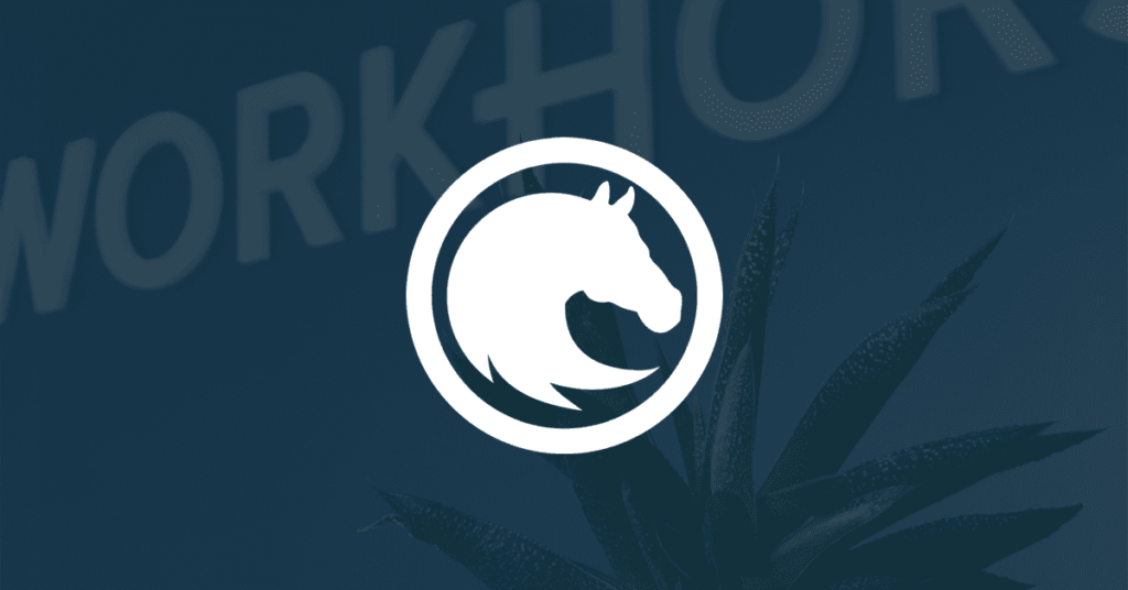 The white Workhorse logo on a dark background.