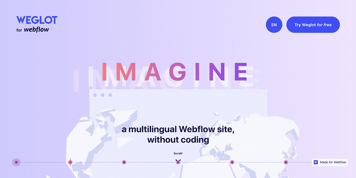 A screenshot of the Weglot for Webflow website.
