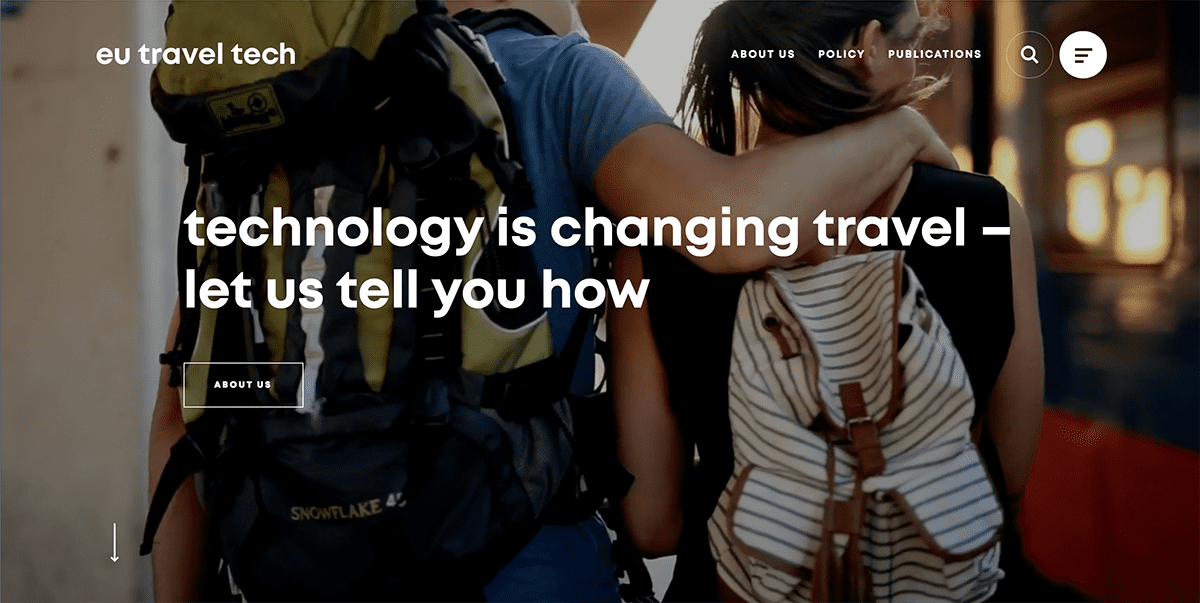 A screenshot of the EU Travel Tech website.