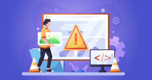 An illustration of a marketer surrounded by icons representing the components of a website refresh project.